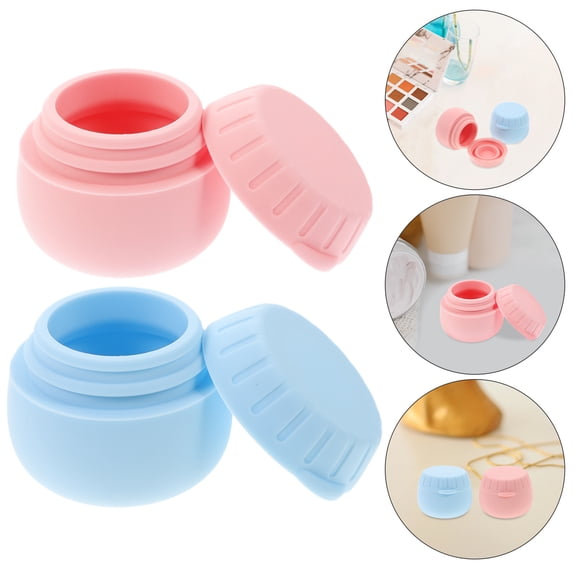 Mobestech 2-Pack Silicone Travel Jars for Makeup, Cosmetics, and Jewelry Storage, Assorted Colors, Leakproof and Portable