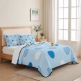 thumbnail image 3 of 3 Pieces King Quilt Set,Blue Polka Dot Watercolor Soft Bedding Sets with 1 Quilt & 2 Pillow Shams,Summer Ocean Style Summer Bedspread Lightweight Coverlet Comforter for All Season, 3 of 6