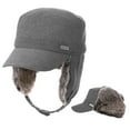 thumbnail image 6 of Comhats Womens Winter Baseball Army Cap Trapper Warm Lined Military Hunting Hat Men Faux Fur Ear Flaps Muffs Ski Cold Weather Elmer Fudd Grey XL 60-62CM, 6 of 8
