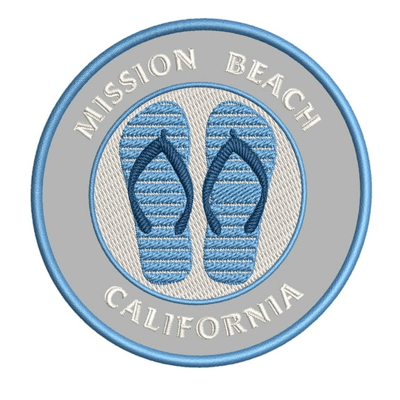 Mission Beach, California 3.5 Inch Iron Or Sew On Embroidered Fabric Badge Patch Ocean Beach, Salt Life Iconic Series