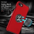 thumbnail image 2 of Shockproof Case for iPhone SE 3/SE 2020/7/8, [Embedded Finger Ring] Military Grade Phone Case Cover with Reinforced Metal Stand Kickstand [Support Magnetic Car Holder] for iPhone SE 3, Red, 2 of 14