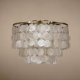 thumbnail image 5 of Coastal Natural Capiz Shell Tiered Flush Mount Ceiling Light with Antique Gold Metal Unique Tiered Seashell Close to Ceiling Lamp for Dining Room Living Room (W 18"), 5 of 9
