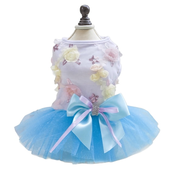 UOSIA Puppy Skirt Dog Dresses for Small Dogs Princess Tutu Flower Luxury Wedding Lace Dresses for Puppy Girls Cats