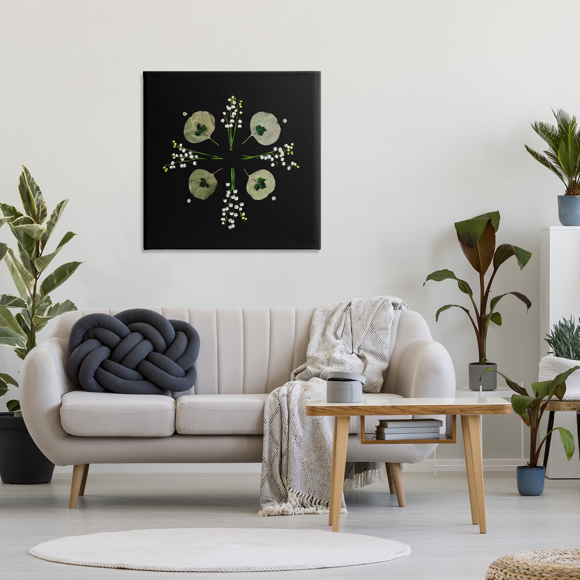 Stupell Industries Leaves & Wildflowers on Black Canvas Wall Art, design by Beth Adoette