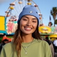 thumbnail image 3 of Dalix Ghost Life Embroidered Beanie Hat Knit Cap Cold Weather Womens in Periwinkle, 3 of 5