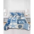 thumbnail image 2 of Quilt King Size Bedding Set, Starfish Coastal Reversible Summer Quilt 3 Pieces, Blue Shell Crab Nautical Summer Beach Ocean Lightweight Bedspreads Coverlets with 2 Pillow Shams for All Seasons, 2 of 5