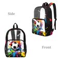 thumbnail image 2 of ZIATUBLES 17 Inch Clear Backpack, Heavy Duty Fabric & PVC Transparent Bag with Reinforced Strap, Large Capacity Rainbow Paint Soccer Ball Print See Through Bookbag for School, Work & Travel, 2 of 7