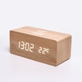 thumbnail image 2 of Abanopi Reloj, 3 Alarma Huiop Hora Plazo Fecha Temperatura Visualización Tiempo Exhibición Dormitorio Dispenso Dormitorio 10w Tiempo Led Dormitorio 10w 3 Reloj de Madera Buzhi, 2 of 8