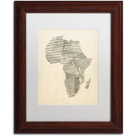 - Trademark Fine Art 'Old Sheet Music Map of Africa' Canvas Art by Michael Tompsett, White Matte, Wood Frame