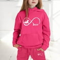 thumbnail image 2 of Toddler Girls Outfits Set Cute Letter Print Hoodie Pants Comfy Casual Two Piece Outfit Kids Winter Clothing Hot Pink Size 2-3T, 2 of 4