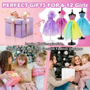 700 Pcs Fashion Designer Kit for Girls, DIY Arts & Crafts Kit with 4 Mannequins, Doll Clothes Making Sewing Kit, Girls Birthday and Christmas Gifts for Age 6-12
