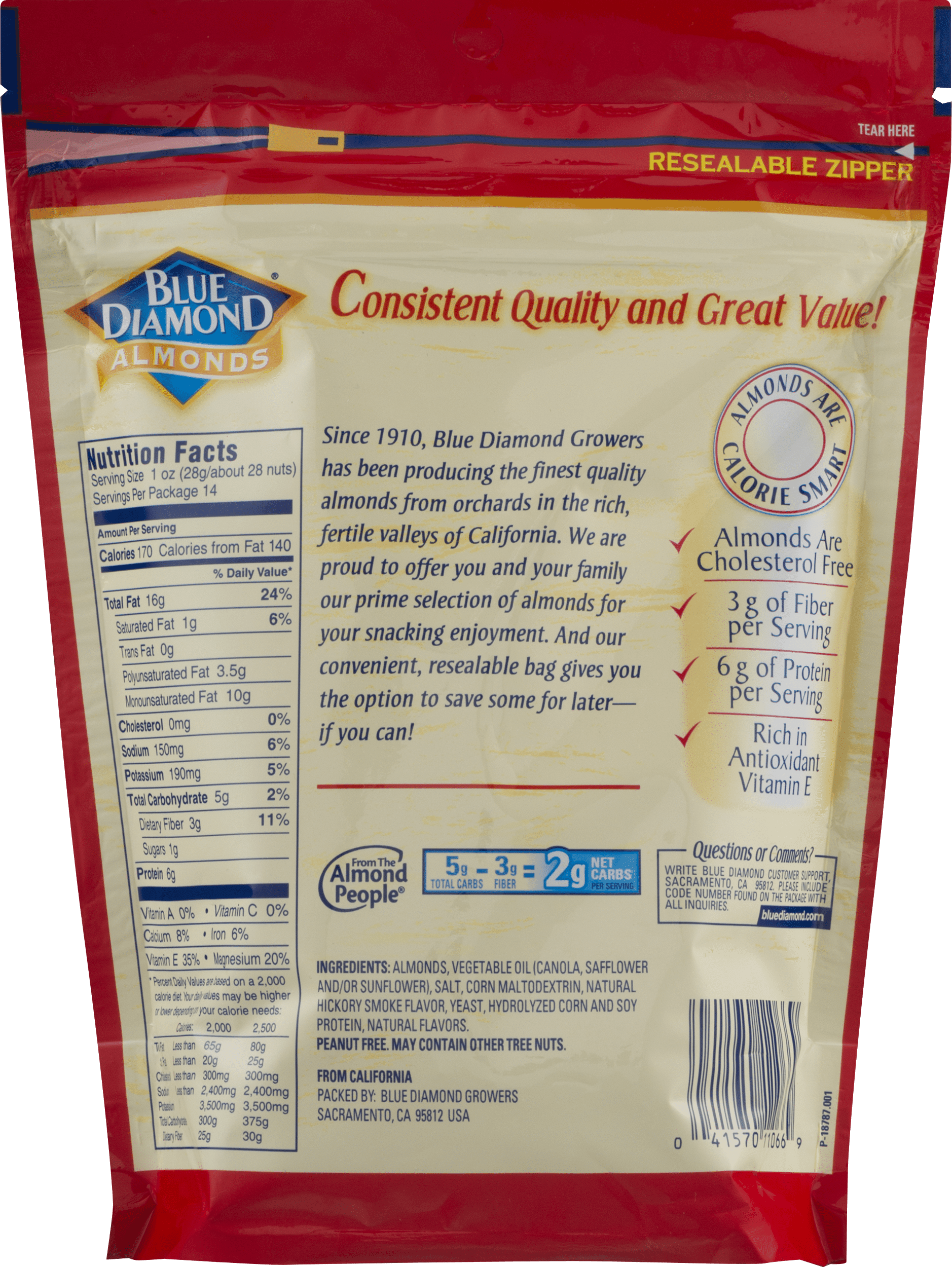 Blue Diamond Smokehouse Almonds Nutrition Content Bios Pics