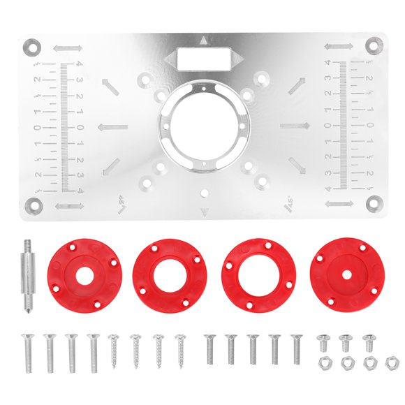Riwcyla Multifunctional Aluminum Alloy Router Table Insert Plate Trimmer Engraving Machine Tool Woodworking Benches Woodworking Tools Only Compatible With Bosch GKF550 And Makita RT0700C