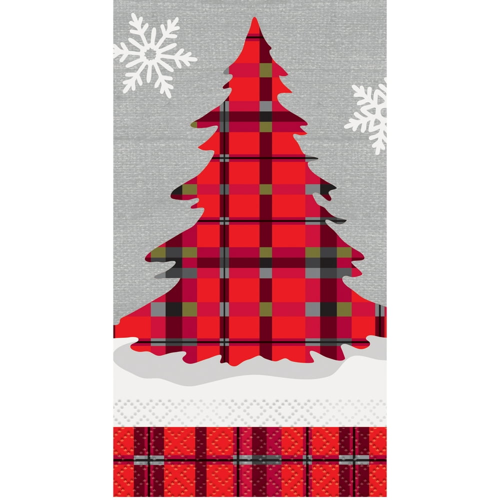 Rustic Plaid Christmas Paper Guest Napkins, 16ct