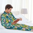 thumbnail image 6 of Naloa Tropical Floral Men’s Pajamas Set - Long Sleeve Button Down Sleep Shirt and Pajama Bottoms Sleepwear Set-Medium, 6 of 7