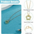 thumbnail image 4 of Collar de jade natural con gema, delicado colgante floral de jade verde, con forma de estrella y flor de donut, con cadena de hierro dorada ajustable de 50 cm., 4 of 6