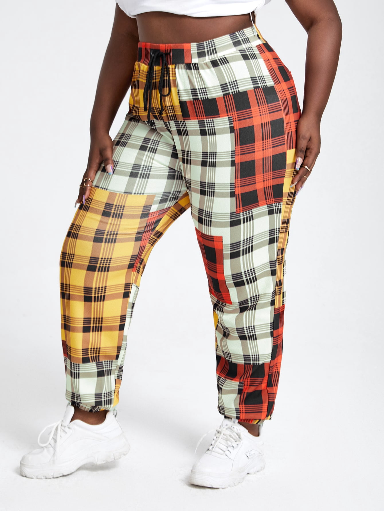 Women's Plus Color block Plaid 