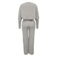 thumbnail image 5 of Women's Deep V Neck Long Sleeve Jumpsuit - High Stretch Ribbed Polyester for Casual/Outdoor Wear, 5 of 8