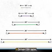 SmartStraps Adjustable Bungee Cord, Assorted Colors, 10 Pack – Includes Two 12”, Two 24”, One 36”, One 48”, and Four Mini Bungee Cords – Ideal for Securing Luggage, Gas Cans, and Coolers to Vehicles