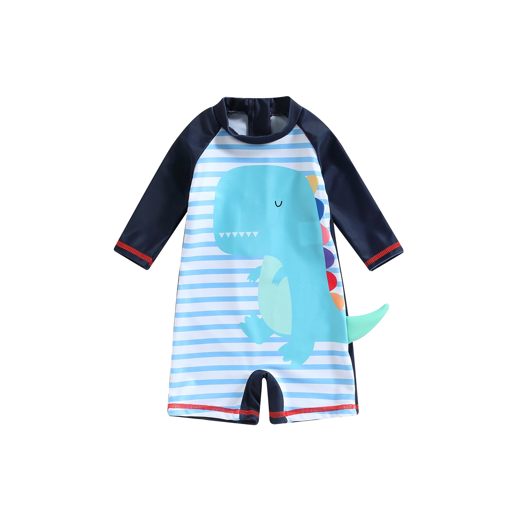 Nituyy Kid Romper Swimsuit 3 4 Sleeves Round Neck Dinosaur Stripes Print Summer Beach Girls Boys Swimwear Walmart