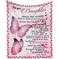 thumbnail image 1 of LHSHID Custom Lover Name Message Text Blanket to My Daughter from Mom and Dad I Believe in You Hugging You Butterfly Personalized Bed Blanket, 1 of 5