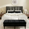 thumbnail image 3 of Amolife Queen Bed Frame, Upholstered Platform Bed with Wingback and Geometric Headboard, Gray, 3 of 14