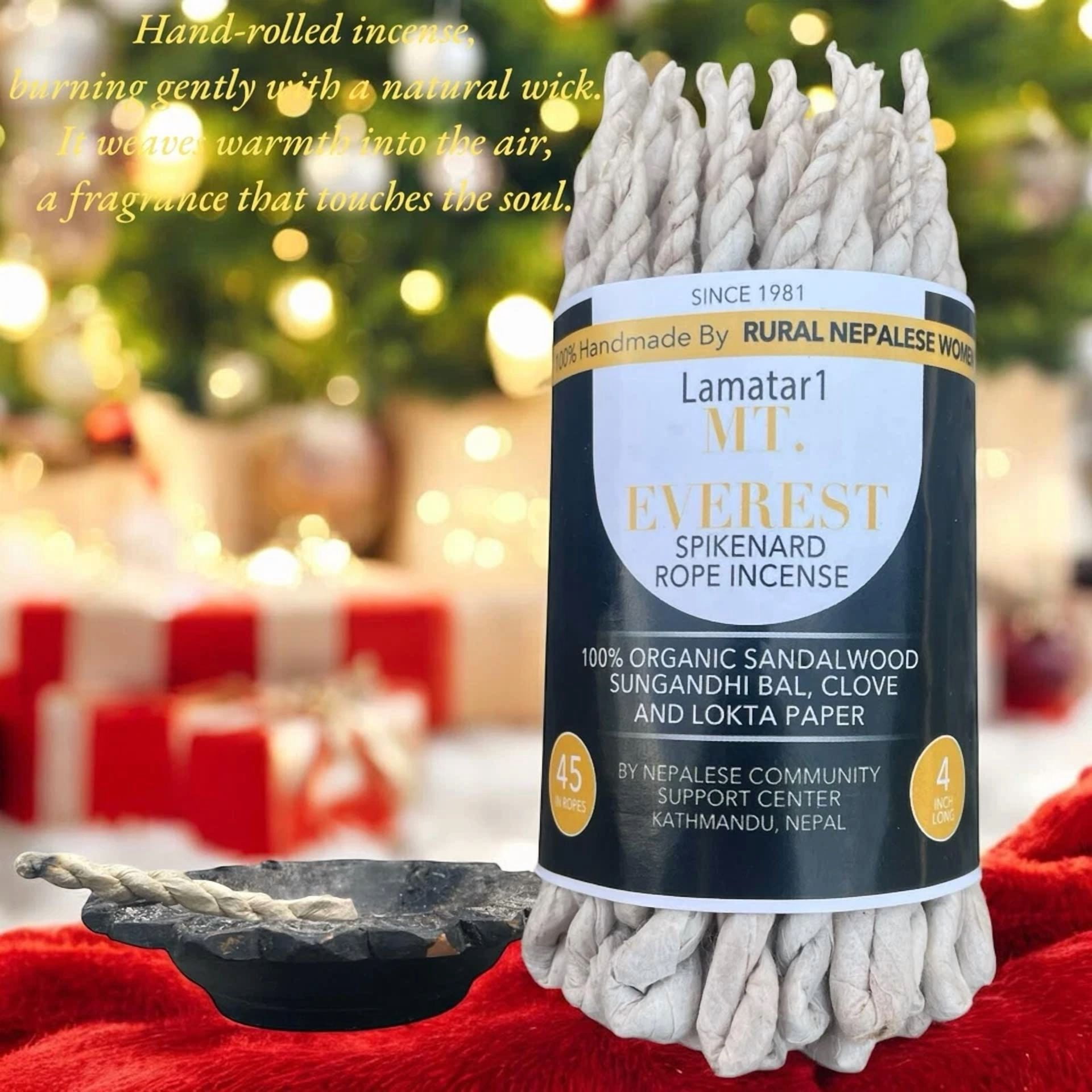 Lamatar1 Spikenard Rope Incense Pack 1 Burning Gently With A Natural Wick