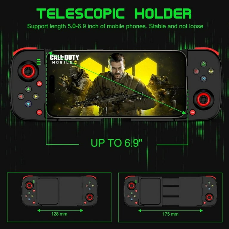 Phone Controller for iPhone/Android Support Phone Case, Mobile Gaming Controller with Ergonomic Design - Wireless Gamepad for Cloud Gaming & PS Remote
