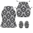 thumbnail image 4 of Whosucclay Grey Skull Floral Print Gaming Chair Cover, Stretchable Elastic Computer Desk Chair Cover with Armrest Covers, 4Pcs Soft Non Fading Office Chairs Covers Slipcovers, 4 of 8