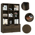 thumbnail image 6 of Homhougo Modern Cube Bookcase, 9-Cube Storage Cabinet Display Shelf with 2 Mobile Drawers, Expresso Finish, 6 of 14