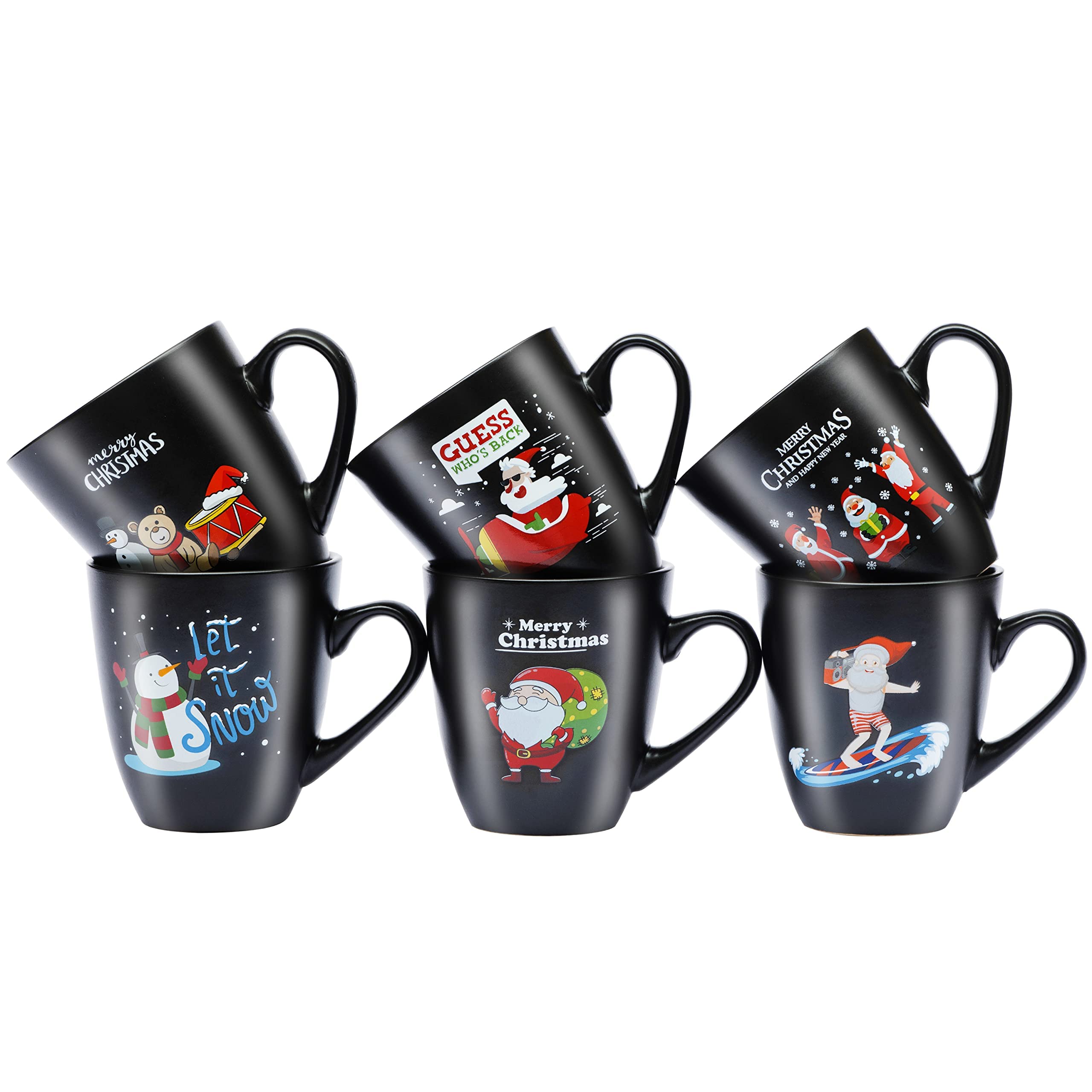 Bruntmor  Christmas Mug Gift Set 16 Oz Ceramic Holiday Coffee Mugs Funny 