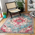 thumbnail image 2 of SAFAVIEH Madison Elinor Traditional Distressed Area Rug, Light Blue/Fuchsia, 4' x 6', 2 of 8
