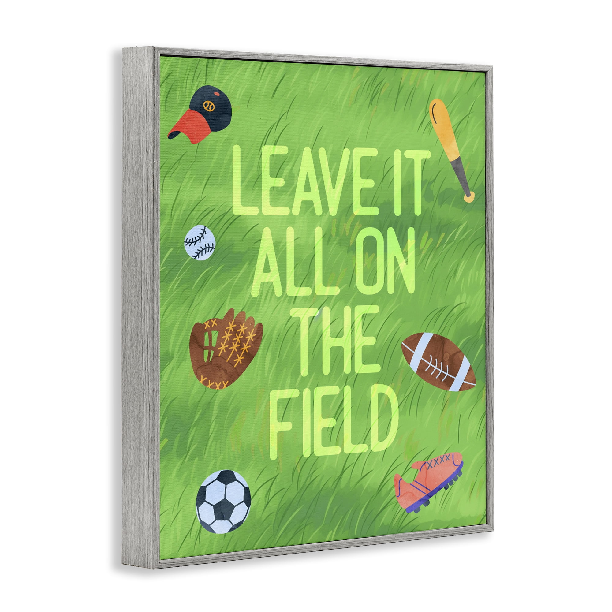 Stupell Industries Leave It On The Field Gray Framed Giclee Art, design by Lil' Rue