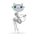 thumbnail image 1 of Broche de gato TUNC Vintage Faux Opal Crystal Bufanda Chal Adorno Plata, 1 of 5