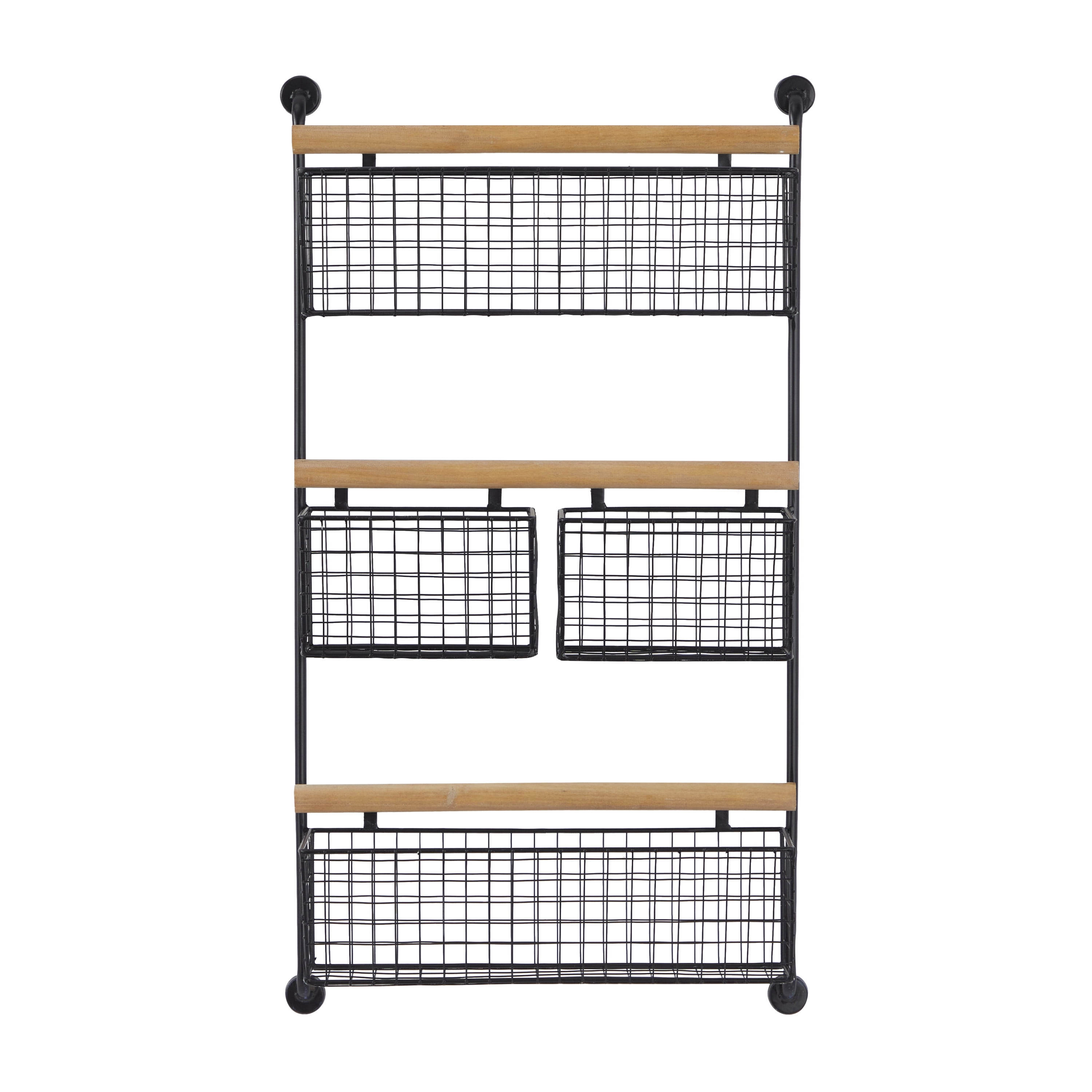 DecMode 18" x 6" 4-Tier Black Wall Shelf