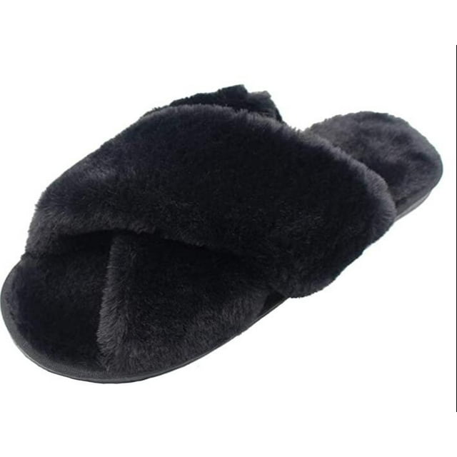 Pantoufles Femme Hiver Chaudes en Peluche Pantoufles Antidérapantes Plates Tongs Pantoufles Intérieur / Extérieur