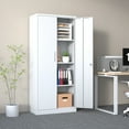 thumbnail image 7 of Garage Storage Cabinet, Alvantor 71" Tall Metal Garage Cabinet with Doors and 3 Adjustable Shelves, Lockable Tool Storage Cabinets for Garage, Home, Office White, 7 of 7