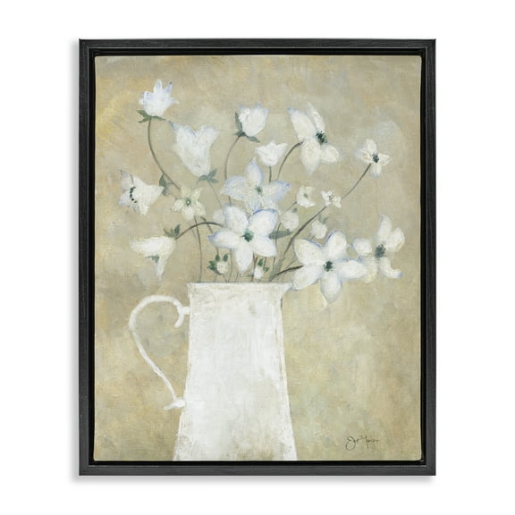 Stupell Industries Rustic Pottery Bouquet Plants & Flowers Painting Black Floater Framed Canvas Art Print Wall Art, 17 x 21