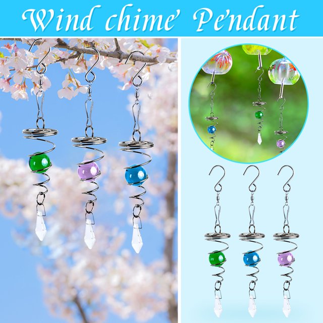 Descuentos Únicos, Colgante de cristal con forma de carillón de viento giratorio de acero inoxidable con forma de bola de cristal Akmoler