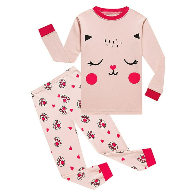 Pyjama 2 Pcs pour Tout-Petites Filles Ensemble de Pjs Vêtements de Nuit pour Enfants Taille 4-5T