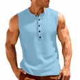 thumbnail image 2 of zfhfof Men's Casual Tank Tops Waffle Knit Henley Shirts Summer Beach Hippie Shirt Button Sleeveless Workout Gym Muscle T-Shirt, 2 of 8