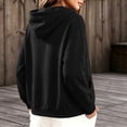 thumbnail image 4 of Women Button Hooded Sweatshirt Jacket Soft Lightweight Hoodies Cardigan with Drawstring Hem Side Pockets Loose Fitting Casual Daily Outwear Black M, 4 of 7
