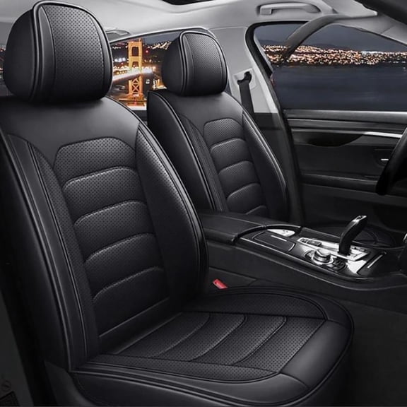 HuaGuan Fit for Ford Explorer 2004-2025 Seat Covers - Full Set Waterproof Leather Car Seat Covers Compatible Airbag(5 Seat,Black)