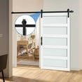thumbnail image 5 of Dextrus 42"x 84" Sliding Barn Door, Single Track Sliding Barn Door with Frosted Glass Panels, Hardware Kit and Handle for Interior & Exterior Use, White, 5 of 6
