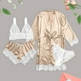 thumbnail image 2 of Hpapadks Robes for Women Set Bodysuit Garter Robes Underwear Lace Deep V Neck 4 Piece Sleepwear Nightgowns for Women Rose Gold L, 2 of 6