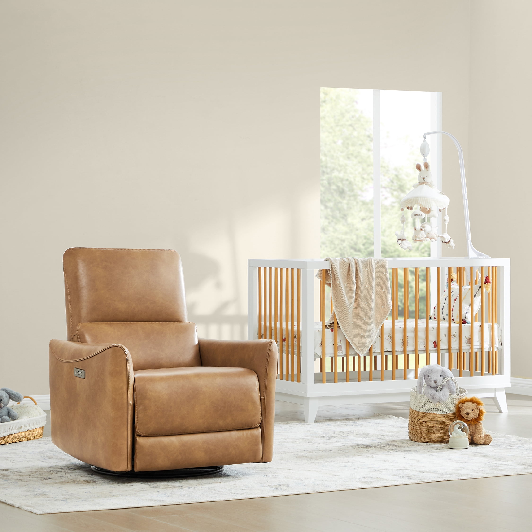 Leather Nursery Glider Power Recliner Swivel Glider Rocker Nursery