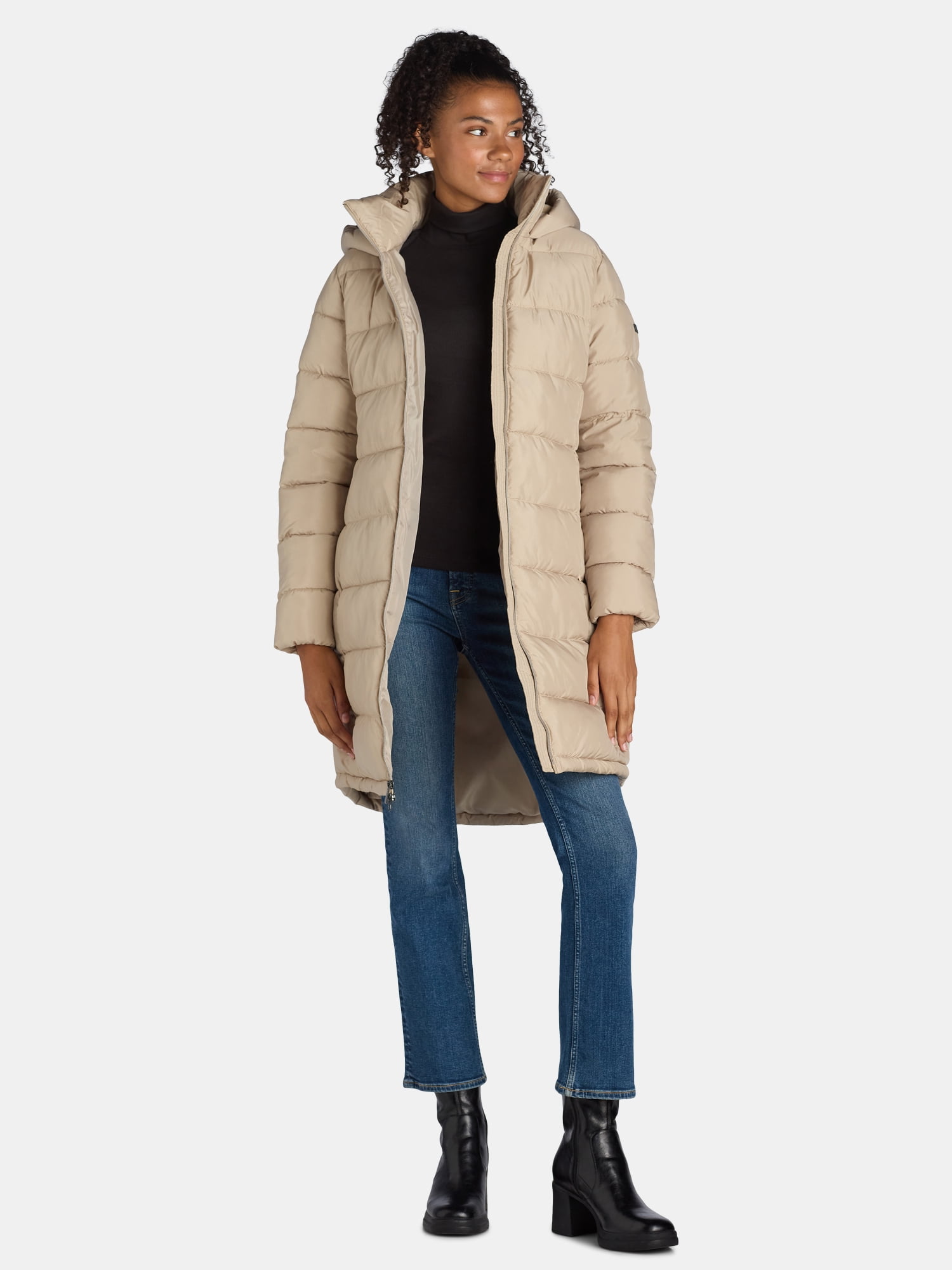 BCBG Paris Women's and Women's Plus Long Hooded Puffer Coat, Sizes S-3X