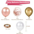 thumbnail image 2 of Globos de látex con confeti oro rosa, paquete de 60 globos blancos y dorados de 12 pulgadas, globos de cumpleaños con cinta dorada para fiestas, bodas y despedidas de soltera., 2 of 7