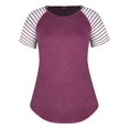 thumbnail image 4 of Womens Plus Size Tops Short Sleeve T Shirts Striped Raglan Tee Shirts Causal Summer Tunics Blouses, 4 of 7