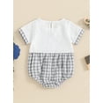 thumbnail image 4 of Nygoyerh 3M 6M 9M 12M 18M Baby Boys Girls Summer Cute Romper Classic Plaid Print Patchwork Short Sleeve Jumpsuit Newborn Infant Casual Crew Neck Bodysuit, 4 of 9